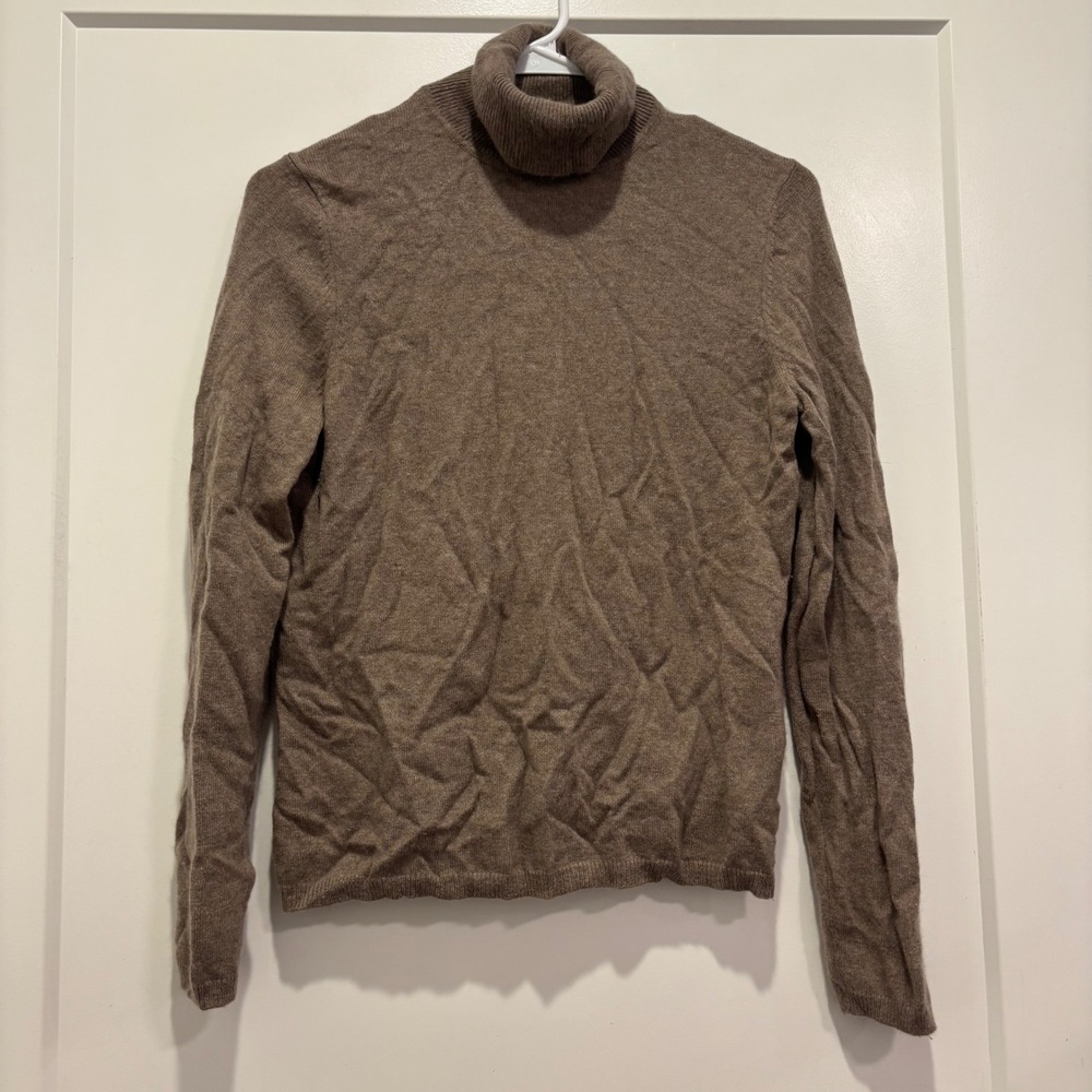 Charter Club 100% Cashmere Turtleneck Sweater Brown 2-Ply Knit Womens Medium